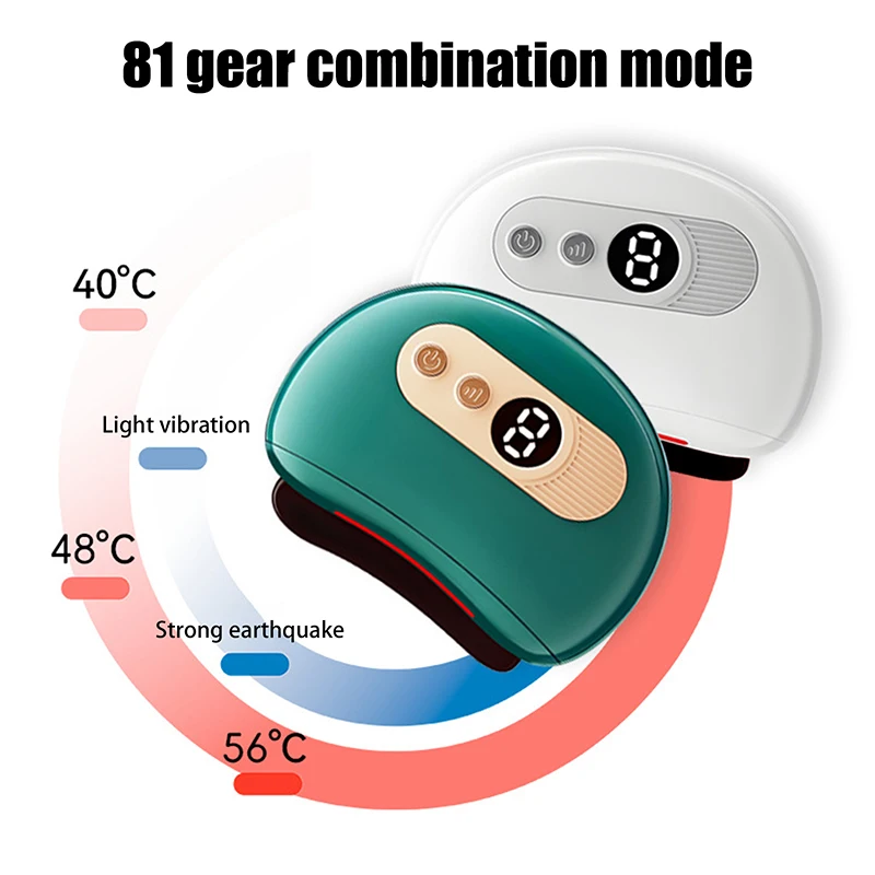 GuaSha elétrico rosto corpo massageador quente pedra preta agulha aquecimento vibração raspagem queimador de gordura redução de rugas e inchaço