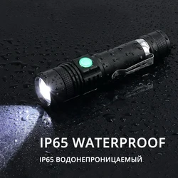 ZK40 Ultra Bright LED Flashlight LED lamp beads Waterproof Torch Zoomable 4 lighting modes Multi-function USB charging