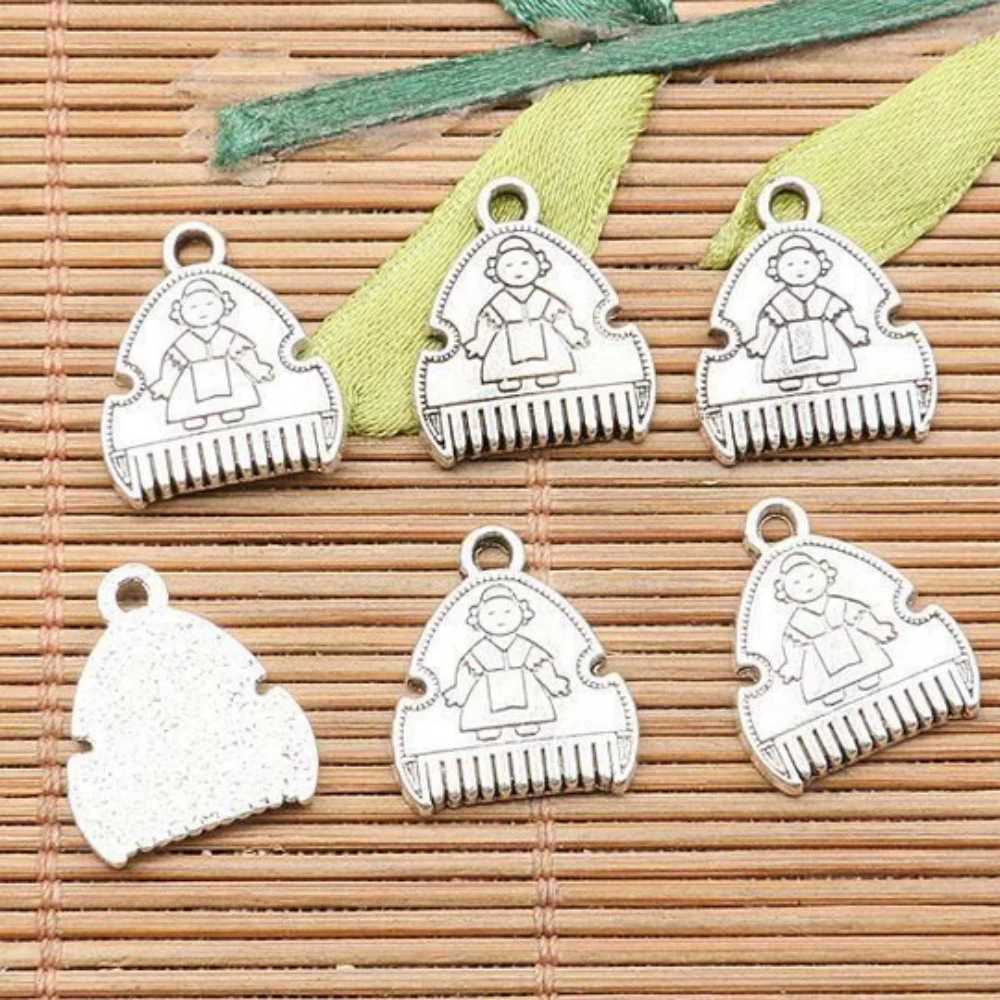 10PCS 17*15mm hole 2mm TIBETAN SILVER COLOR WOMAN PORTRAIT DESIGN CHARMS H1711 H0904