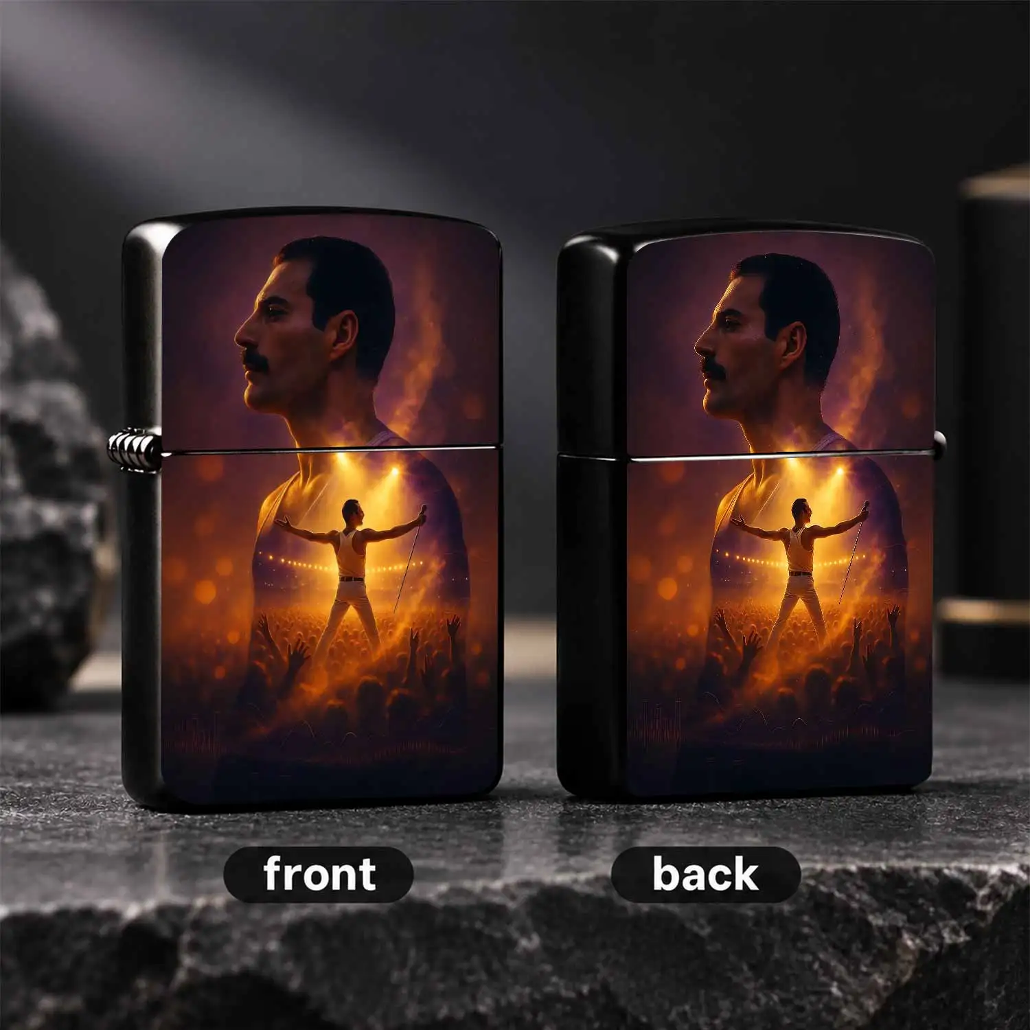 Classic Rock Idol Themed Portable Lighter, Atmospheric Stage Memory Art Print Design, Multi-scenario Applicable Daily Practical Companion, Exquisite Unique Collectible Gift ForFans, Durable Stylish Carry-around Nice Gadg Humorous and intere