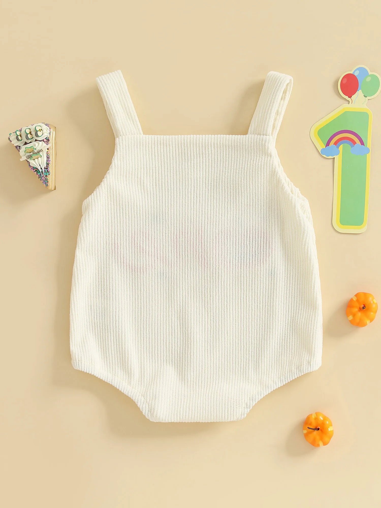 Barboteuse d'Halloween unisexe pour bébé avec broderie effrayante et design sans manches pour un look mignon et confortable