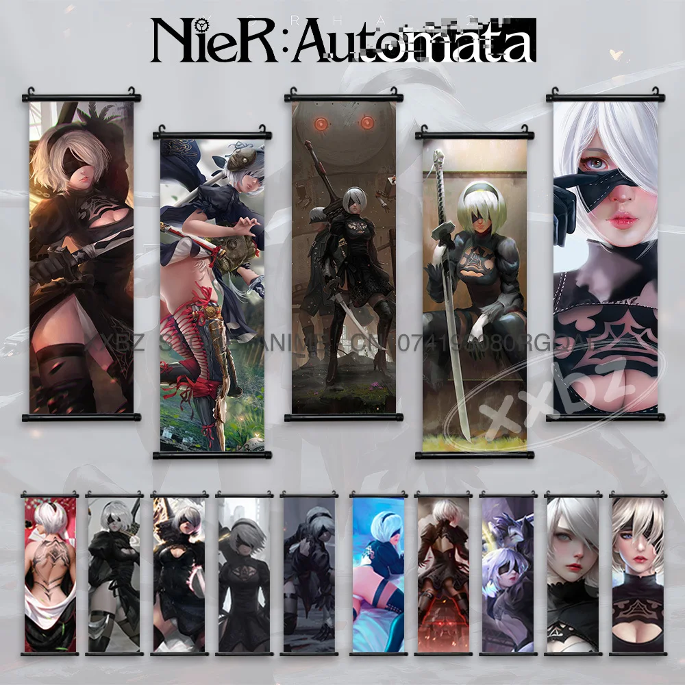 

NieR Scrolls Pictures Automata ARPG Game Anime Posters Canvas Home Decor 2B Character Hanging Painting For Living Room Wall Art