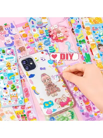 20-1000 PCS Cute Stickers Kawaii Cartoon Laser Sticker No repeat for Diary Kid DIY School Students Decoration Stationery