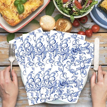 Estilo Chinês Celadon Porcelana Longo Papel De Tecido, Decoração De Festa, Placemat Descartável, 2 Ply, 33x40cm, 20 Unidades por PAC