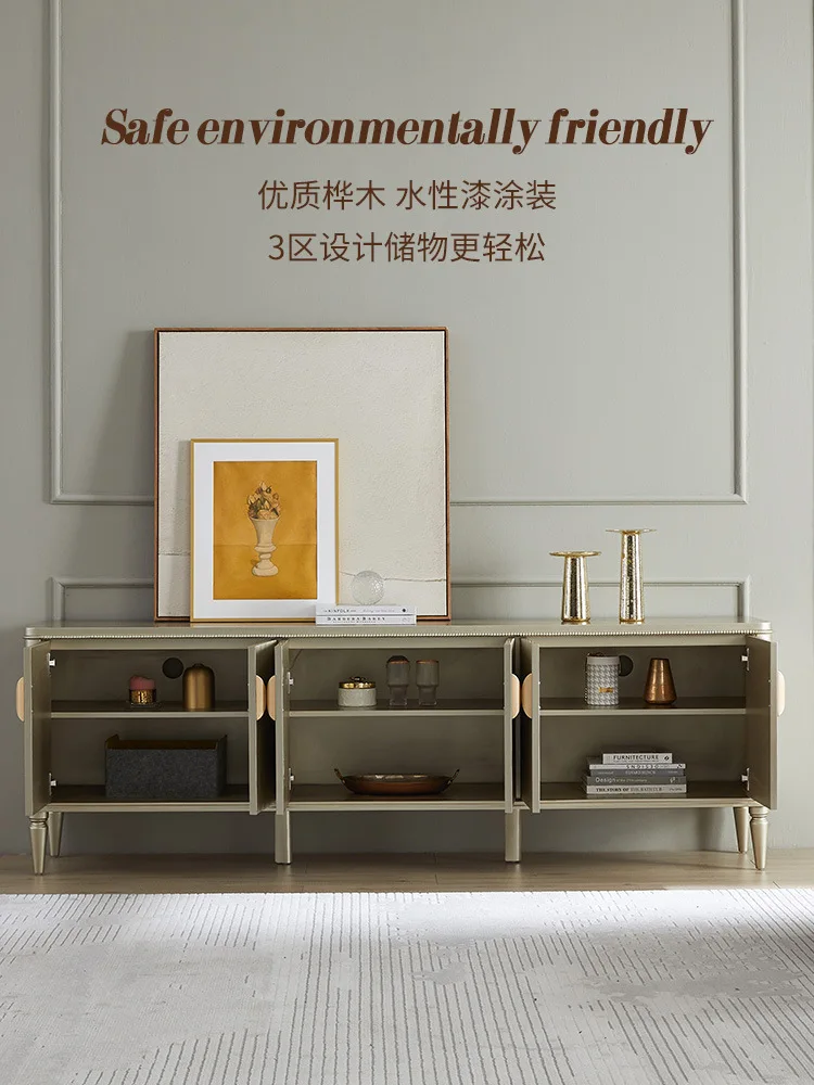 طاولة قهوة أمريكية فاخرة من الخشب الصلب حديثة فرنسية بسيطة وخزانة تلفزيون وخزانة أثاث غرفة المعيشة حسب الطلب