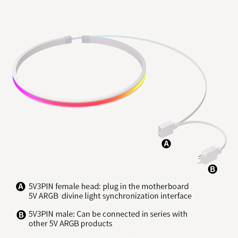 Teucer 40cm Flexible 5V 3PIN ARGB LED Light Bar 3M Adhesive backing Colorful Atmosphere DIY Lamp for PC Computer Case Chassis