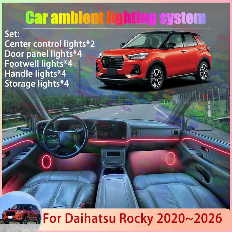 For Daihatsu Rocky A200 210 250 270 2020~2026 Rex 2/18 in 1 Car Atmosphere Light Lamp RGB Shade Ensemble Streamer Atmosphere Set