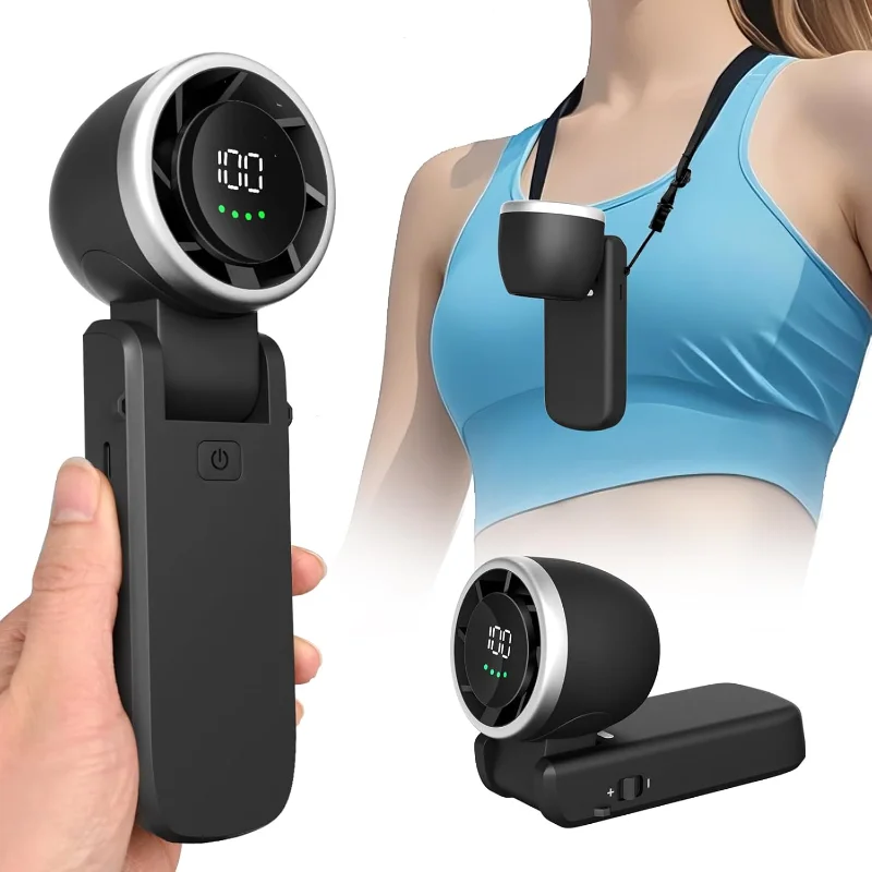 

Портативный ручной турбовентилятор, новый 100-скоростной ветер и 180 ° Складной для стола и шеи, ручной вентилятор 3 в 1, с перезаряжаемой USB-батареей