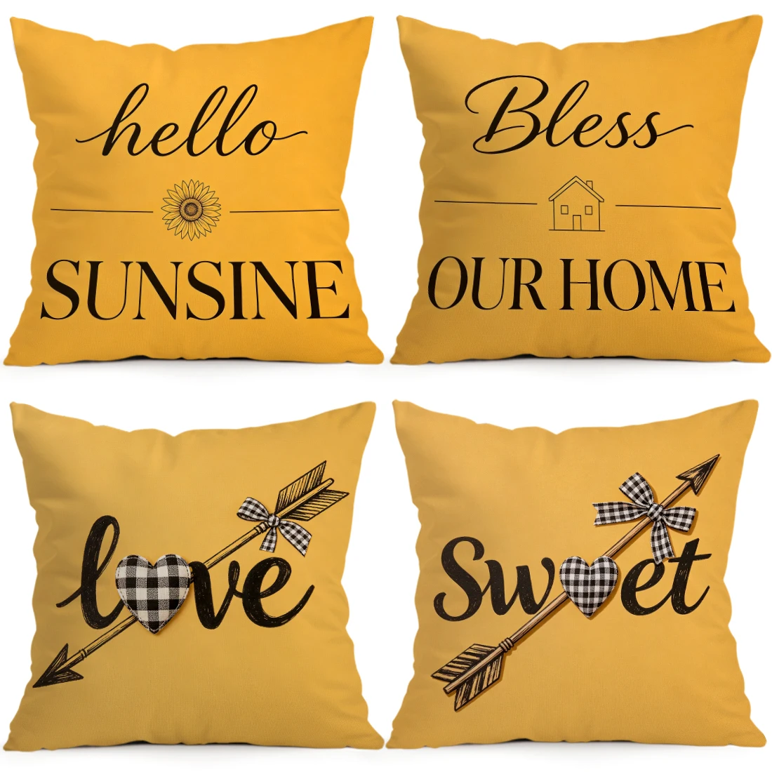 Ginger Yellow English Pillowcase Printed Polyester 40/45/50cm Throw Pillowcover Decorative Sofa Cushion Pillowslip Home Decor