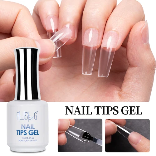 Imagen 2 del producto AWStorG-pegamento de Gel para puntas de uñas, 15ML, extensión rápida, función 3 en 1, esmalte de Gel transparente para decoración de uñas, Soak Off UV