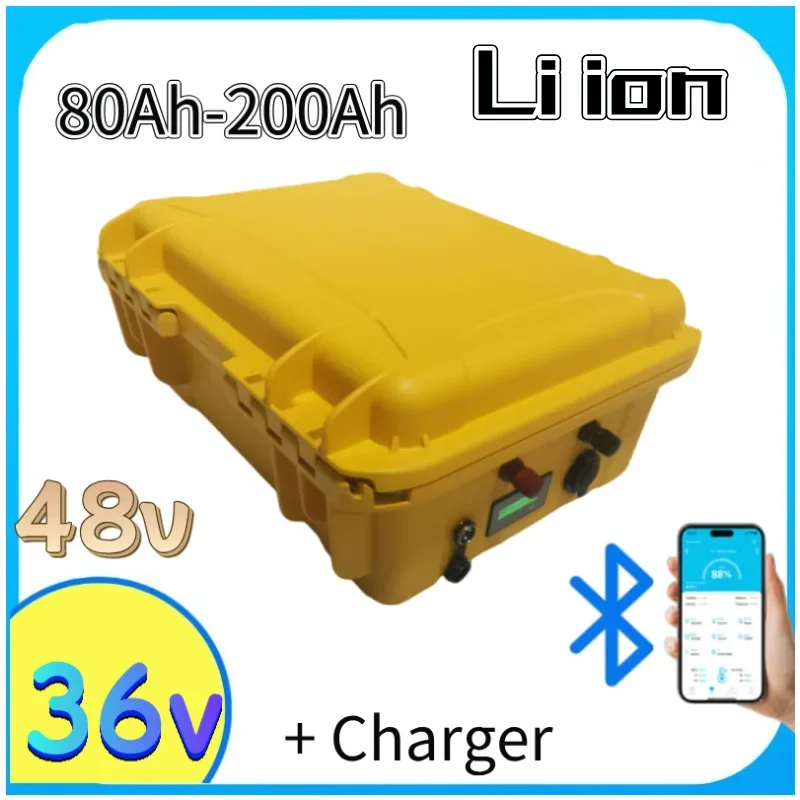 milwaukee li ion Battery Waterproof, 36V, 100Ah, 200Ah, 48V, 150Ah, with Bluetooth, for Tricycle, 5000W Golf Car,