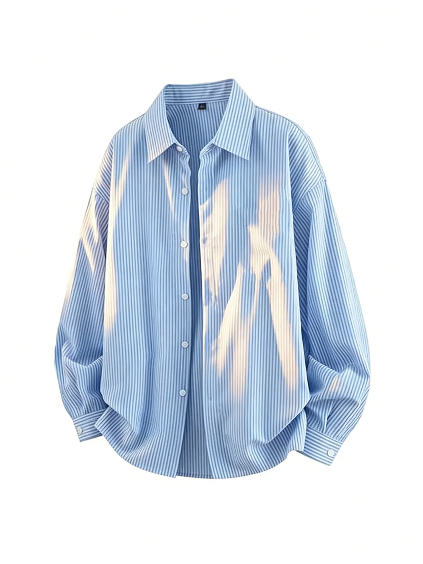 

Spring and Autumn Men's Fun Cartoon Little White Dog Print Striped Long-Sleeve Shirt Fashionable Niche Versatile Outerwear Shirt