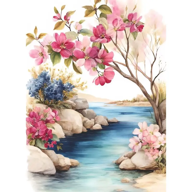

SDOYUNO Acrylic Paint By Numbers For Adults Glowing Blue Butterflies Color by Numbers Kit Stream On Canvas Decorative Paintings