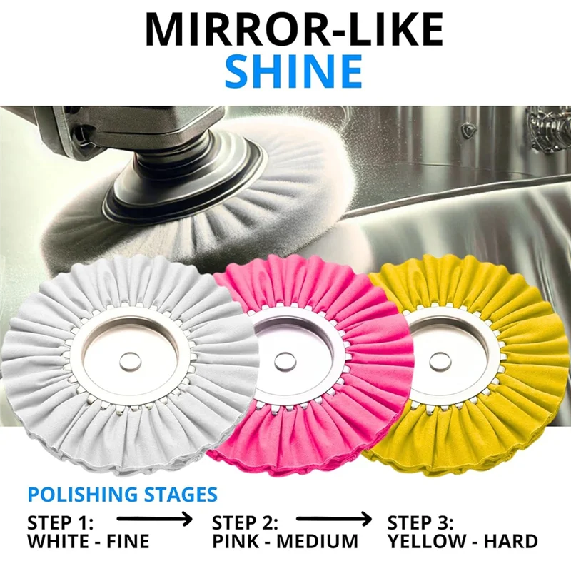 A34R 7PCS 8 นิ้วชุดขัด-Airway Buffingล้อสําหรับขอบโลหะShineฟื้นฟูเครื่องบดใช้งานร่วมกับล้อขัด