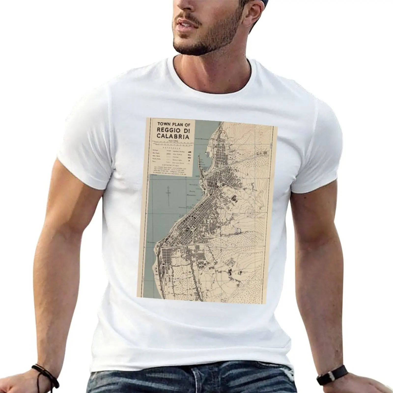 

shirt print man custom Map t Vintage T-Shirt shirts men Italy Reggio Calabria for (1943) t