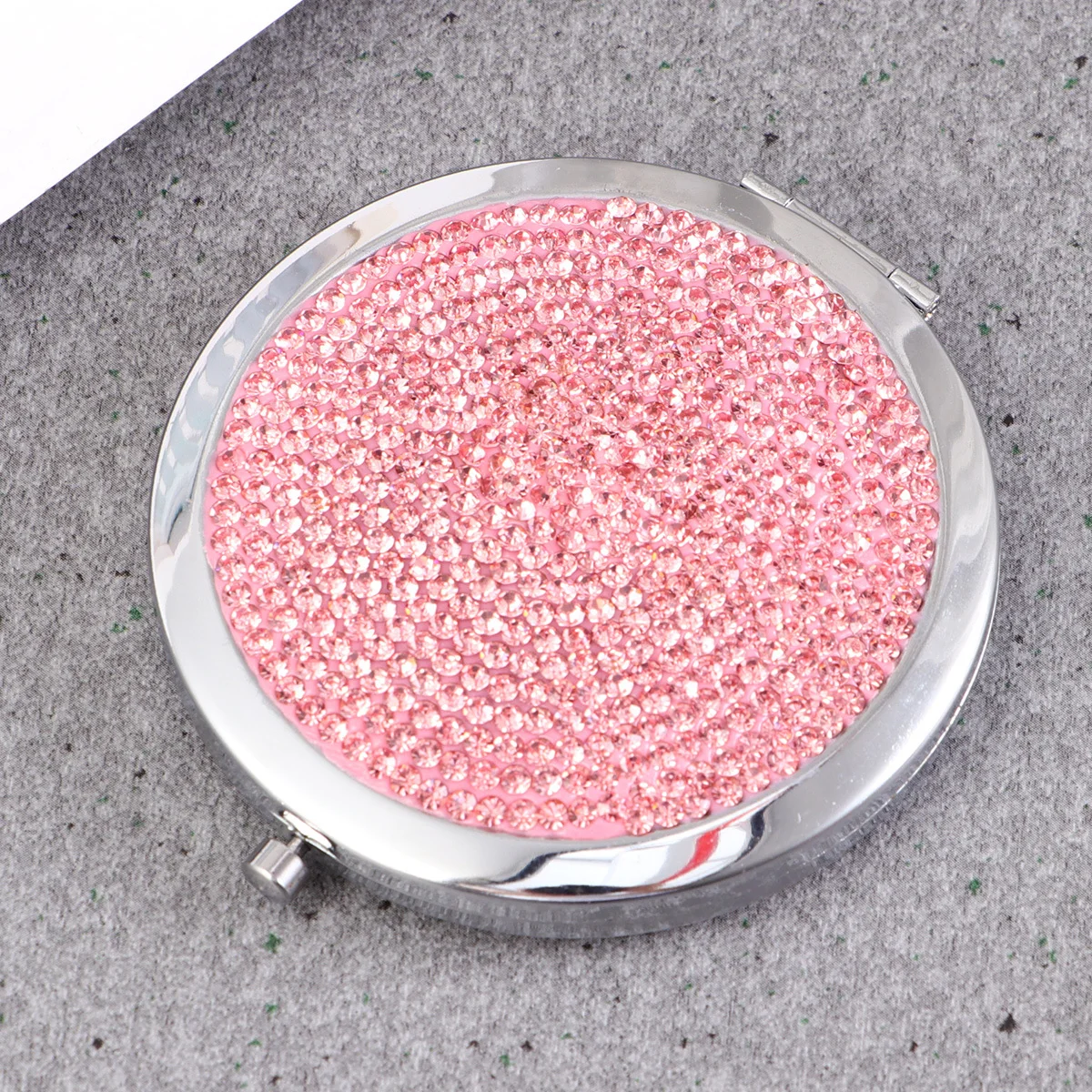 

1Pcs Compact Makeup Mirror Folding Double-Sided Pocket Mirror Pink Rhinestone Portable Gift for Women Girls