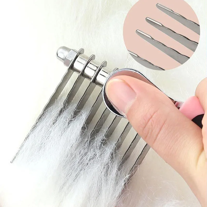 Dog Comb Pet Grooming Tools Dog Rake Comb Trimmer Stainless Steel Cat Dog Comb for Dematting Removing Dead Matted & Knotted Hair