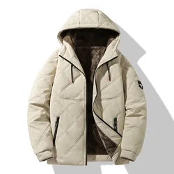 Winter Men's Warm Down Parkas Men Cotton Thick Windbreaker Hooded Parkas Casual Man Fleece Lined Thermal Padded Jackets Clothing