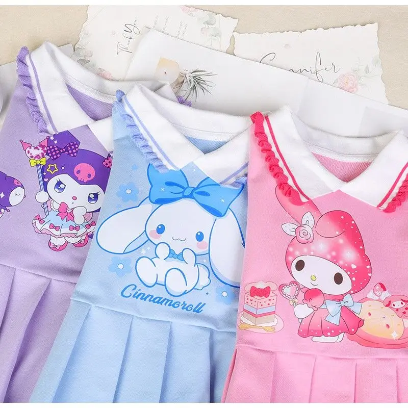 Cinnamoroll-Vestido de manga larga para niños, suéter de Anime Sanrios Kuromi, vestido de princesa Kawaii Melody, primavera y otoño