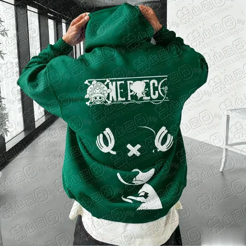 Sudadera con Capucha Unisex de Anime One Piece, Luffy Chopper, para Hombre y Mujer, Otoño Invierno, Informal, Estilo Urbano, Sudadera con Estampado Gráfico de Cosplay