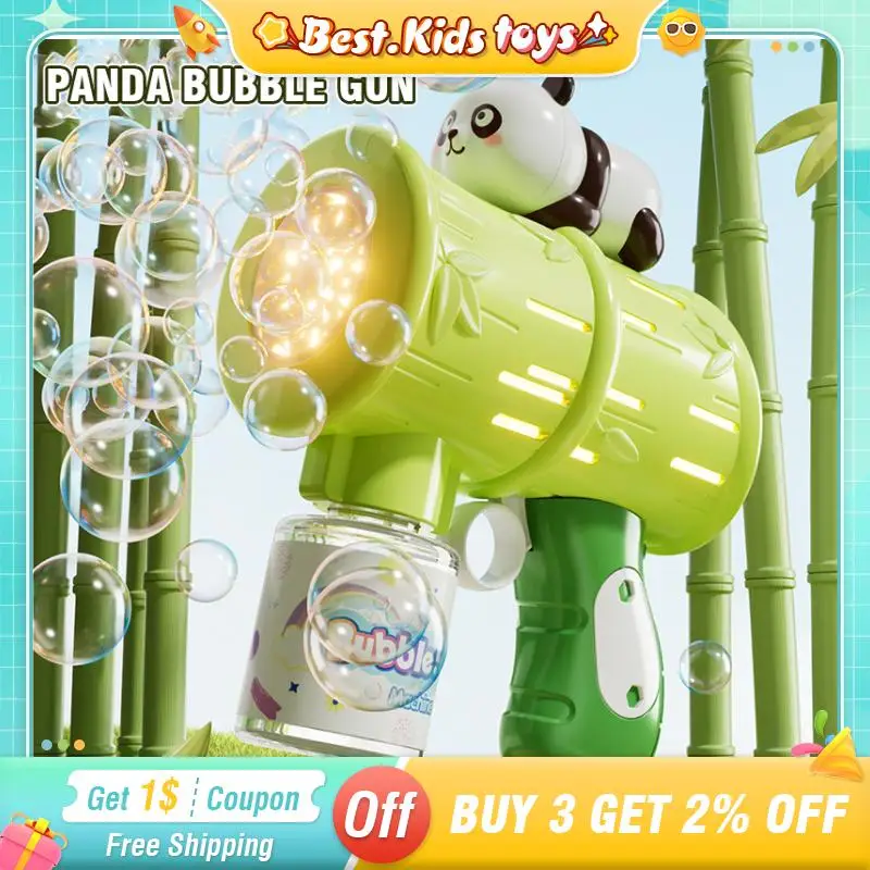 10 Loch Kinder Panda Bubble Gun Bubble Handheld Lichter voll automatisch blasen Seifenblase Outdoor Party Kinder Spielzeug Mädchen Geschenk