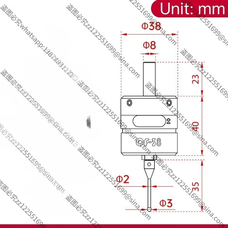 Suitable for CF-38 3D Triggered Manual Edge Finder CNC Machining Center Milling Machine Coordinate Precision Probe