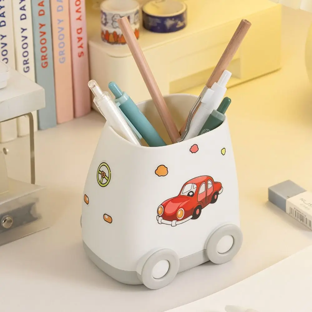 Funny Large-capacity Car shaped pen holder Multifunctional cartoon Pencil Box PP DIY Desktop Storage Box Student