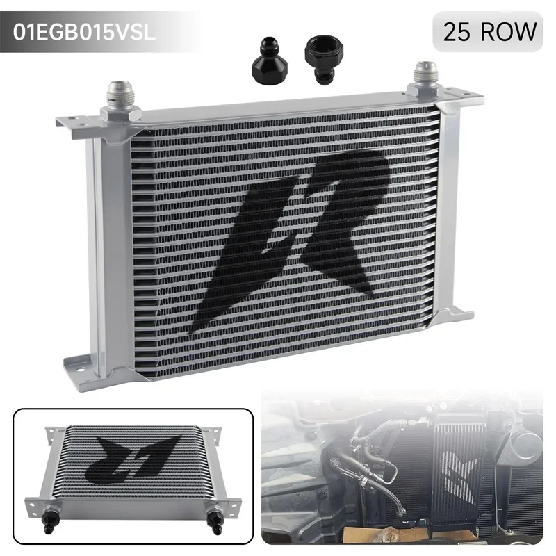 Oil Cooler Universal 25 Row AN8 Stacked Plate AN6 Adapter Transmission Engine Radiator 248MM 8AN(3/4