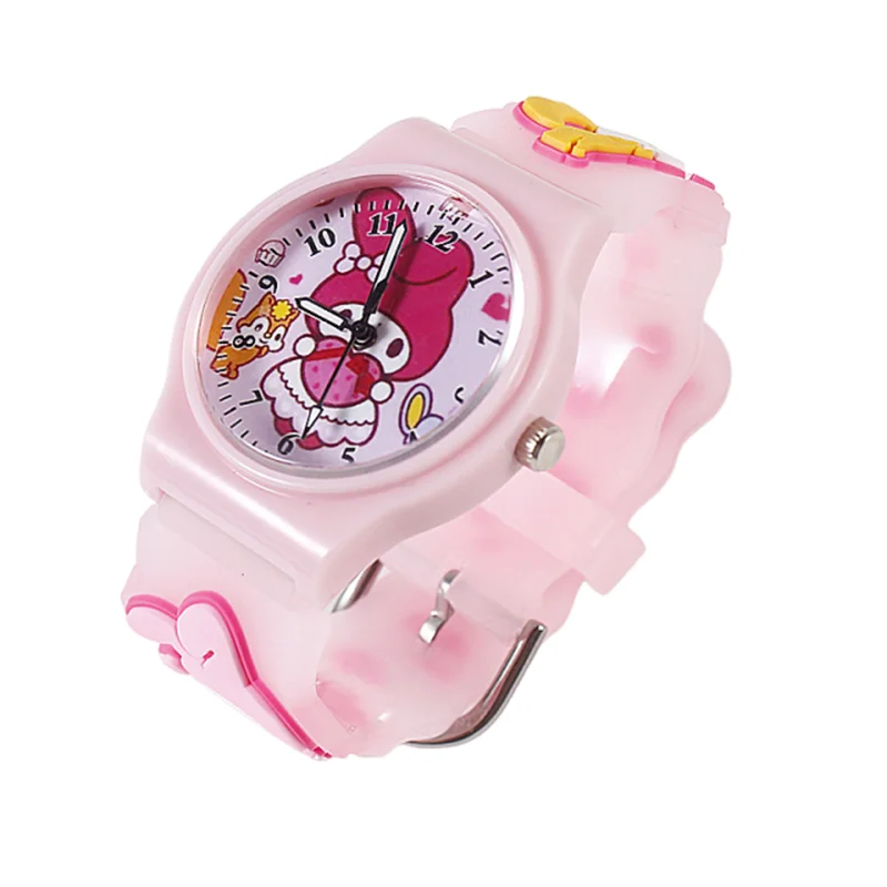 Miniso Anime Cartoon Sanrio Hello Kitty Melody Kuromi Cinnamoroll Silicone Round Quartz Girls Boys Student Sport Watch Kids Gift