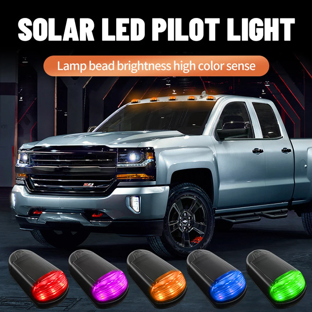 1Pc Car 7 Colors Cab Flashing Lights Punch-Free Solar Powered Roof Lights Cab Lights Wireless Phone App Control For Truck