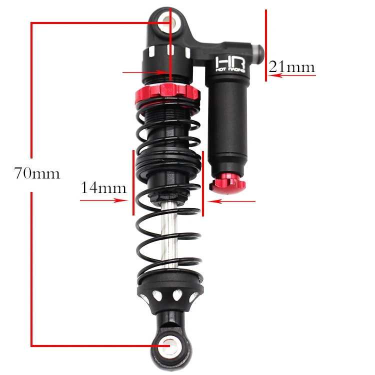 HOT RACING Alloy 70mm Piggyback Scale Shocks TD70RV02 – Adjustable Rebound, Slim Body for TRX-4 / CC01 / SCX10 Crawler
