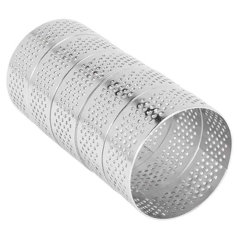 

AA58 Stainless Steel Perforated Tart Ring, 5Pcs 5cm Perforated Cake Mousse Ring, DIY Round Tart Rings for Baking Dessert Ring