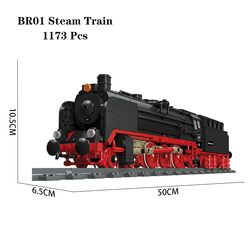 Compatible With LEGO Big Rail Car Locomotive Building Blocks Toys Model City Steampunk Era Bricks Retro Train With Power Motor image 3