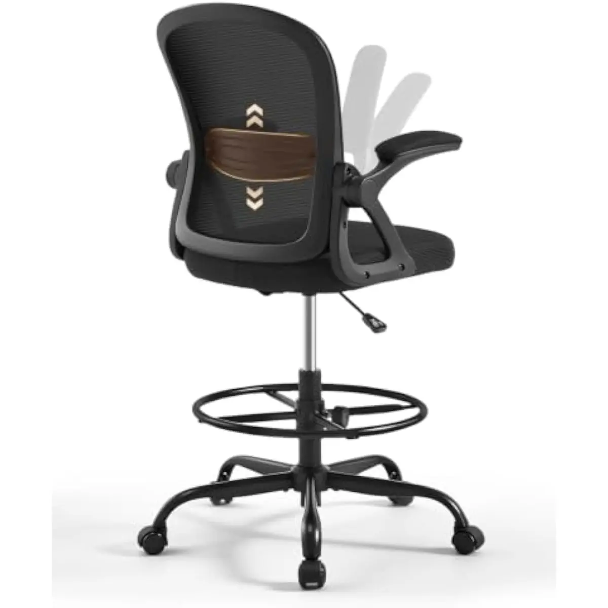 Ergonomic Mesh Office Chair with Adjustable Lumbar Support Height Adaptive Seat Footrest Flip Up Armrests 360 Degree Swivel Sile