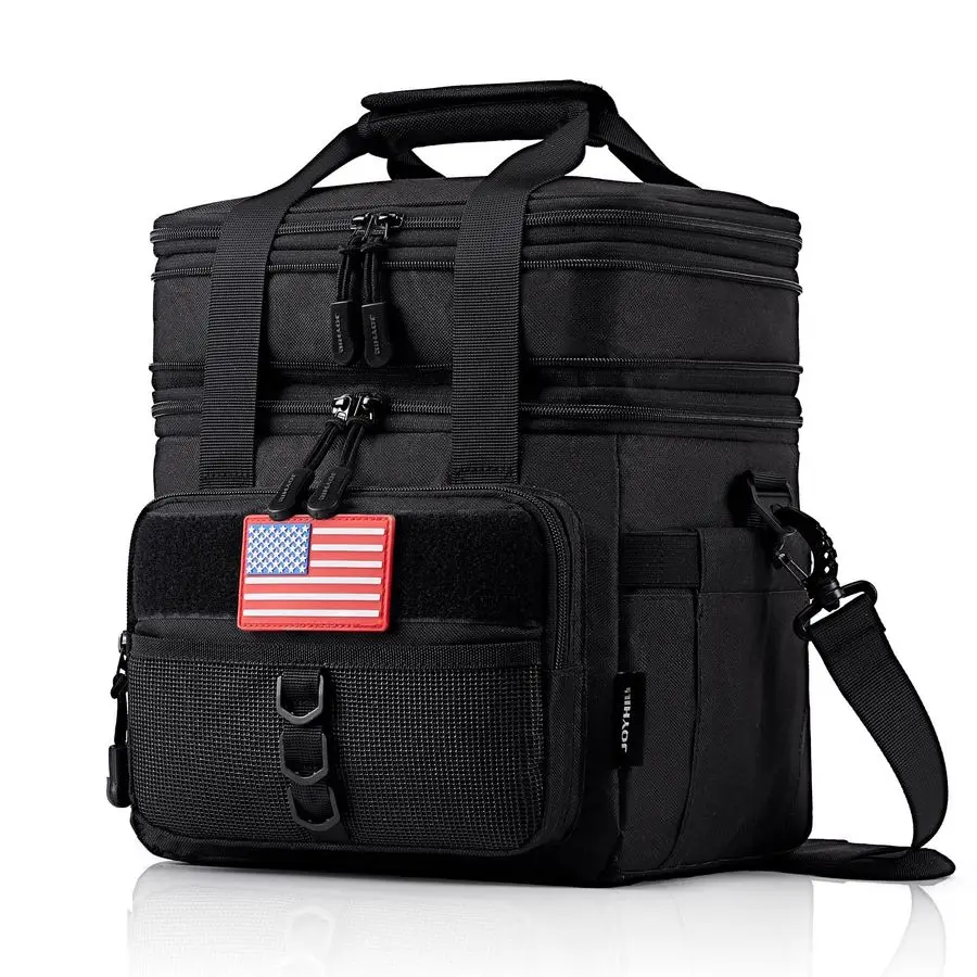 

18 L Tactical Lunch Box Insulated, Leakproof, and Expandable DoubleDeck Cooler Bag for Work, Camping, Picnic Durable Black Lunch