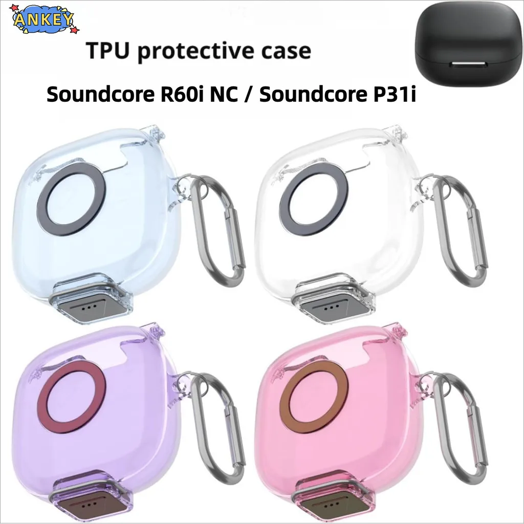 Compatible with Anker Soundcore R60i NC TPU Shockproof Cover Soundcore P31i Protective Case with Secure Locking and Carabiner