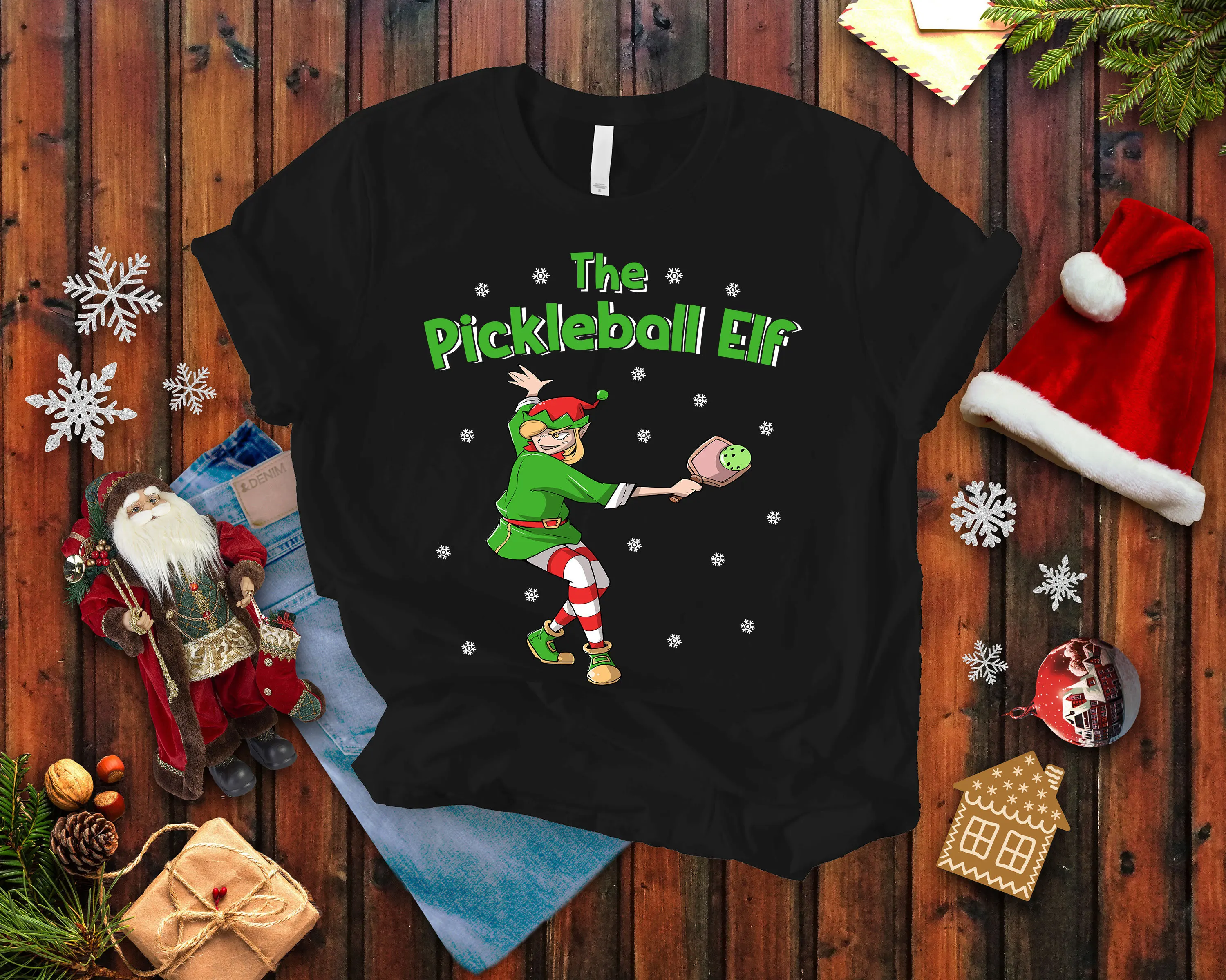 Female Pickleball Elf T Shirt Player For Women Pickle Ball Mom Grandma Heavy Cotton