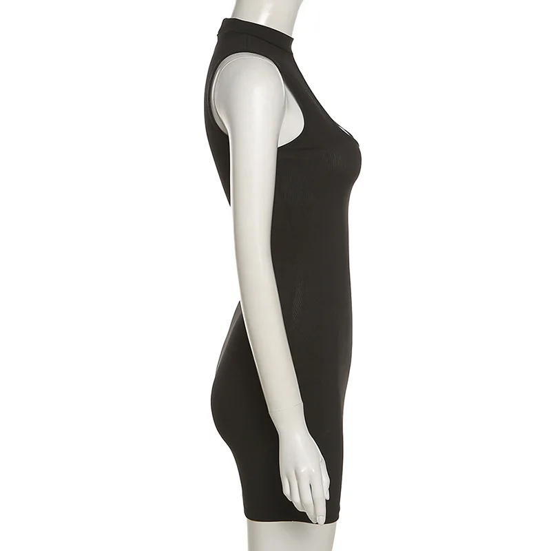 Damska sukienka mini bez rękawów z wycięciami, seksowna, dopasowana, krótka sukienka na imprezy i specjalne okazje, modna i wyrazista.