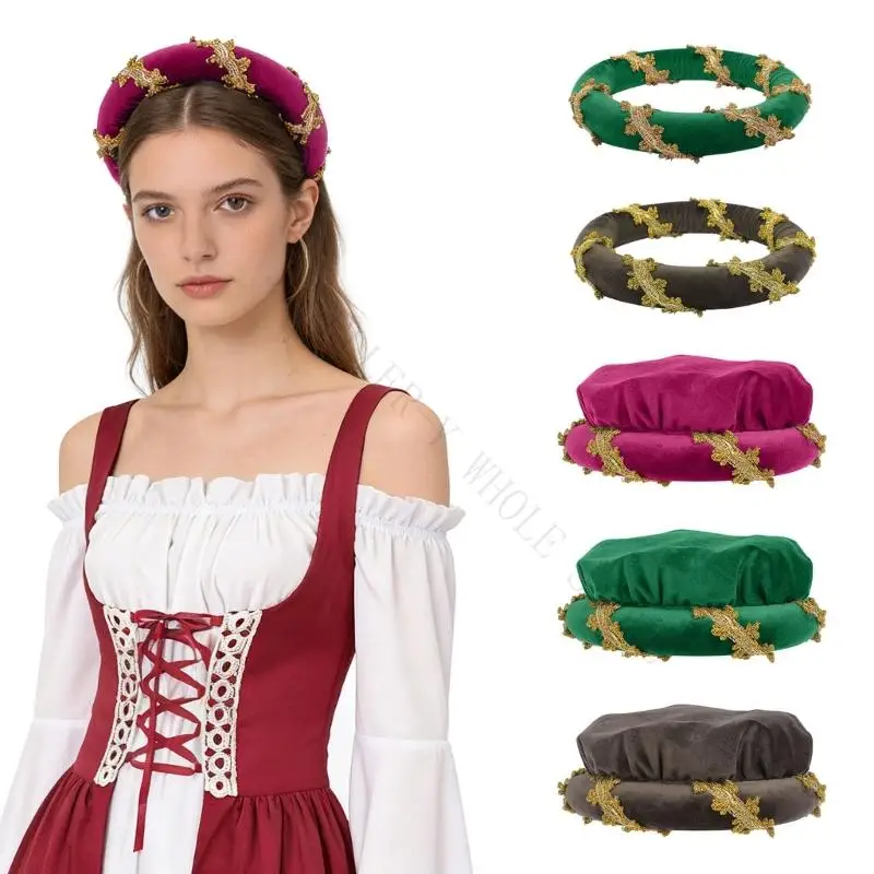 R7UF Historical Event Padded Roll Coif Cap With Antique Design For LARP Event And Period Drama Event Gathering Costume Props