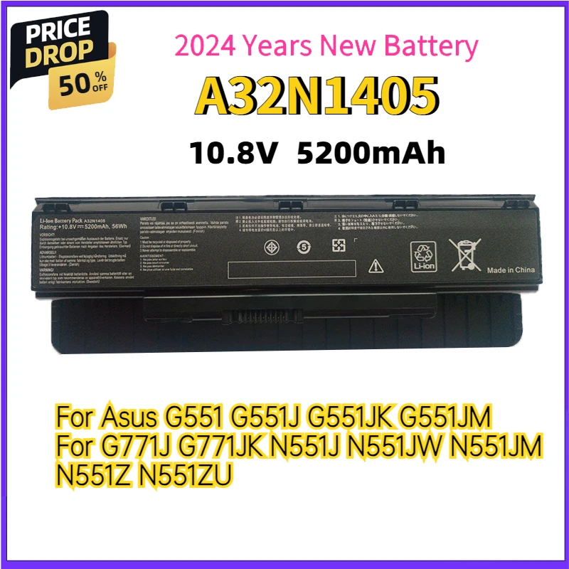 

10.8V A32N1405 Laptop Battery For Asus G551 G551J G551JK G551JM For G771J G771JK N551J N551JW N551JM N551Z N551ZU Laptop Battery