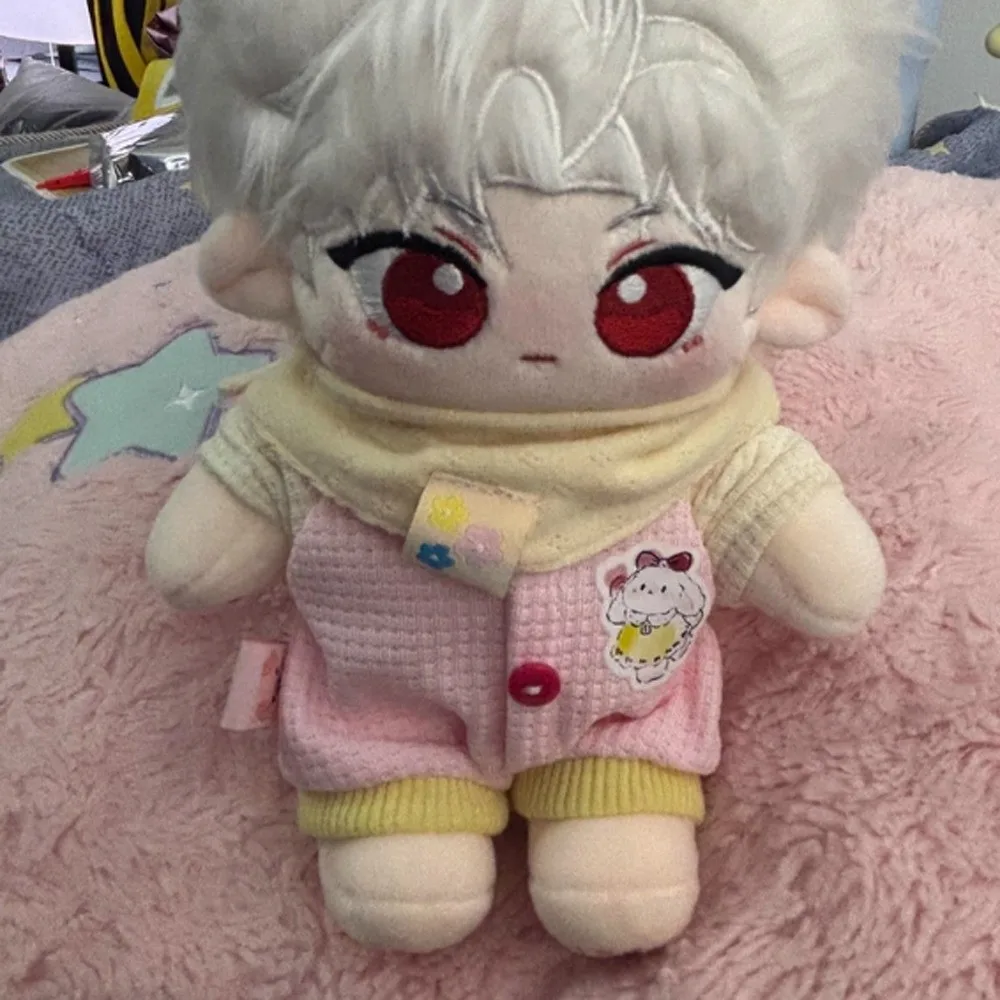 Mono de 20cm, ropa de muñeca de algodón, babero, patrón de conejo, ropa bonita para muñeca, vestido, ropa de muñeca de algodón de dibujos animados, muñeca de algodón de 20cm