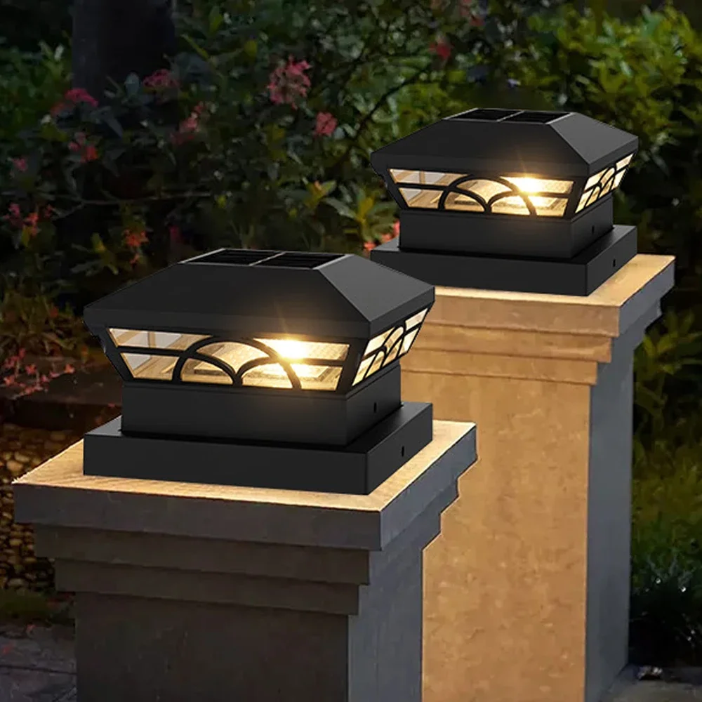 2/4pcs lampada a colonna solare per esterni recinzione da giardino decorazione Post Light per Landscape Street 3000K 6000K Solar Pillar Head Light