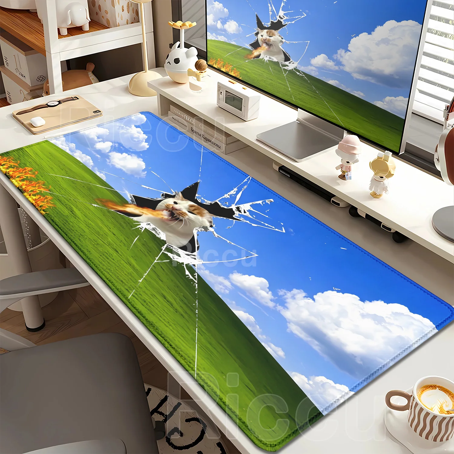 Forever Funny Cute Cheems meme Extended Mouse Pad Non-Slip Rubber Edge locking mousepads Game play mats for notebook PC computer
