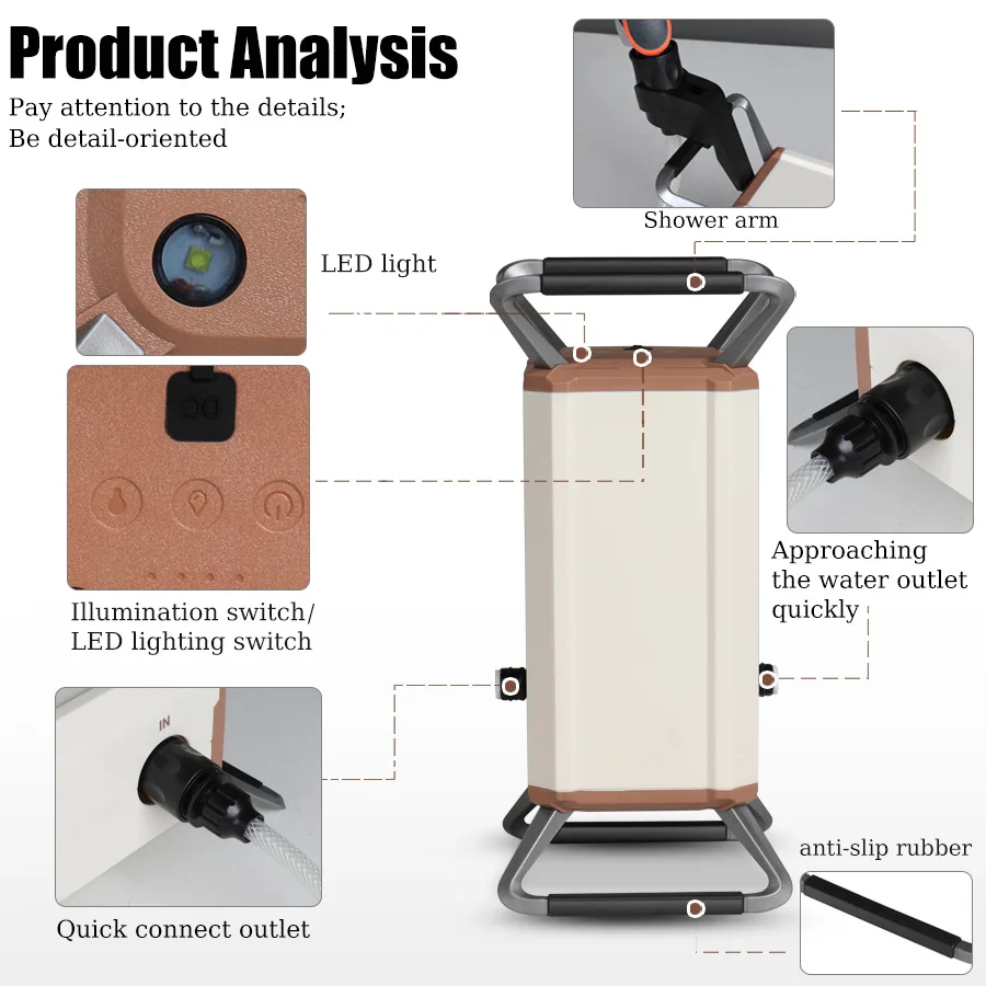 Multifunctional Outdoor Pump RV Camping Water Pump with Pressure Switch and Night Lights Car Wash Vegetable Watering Flowers