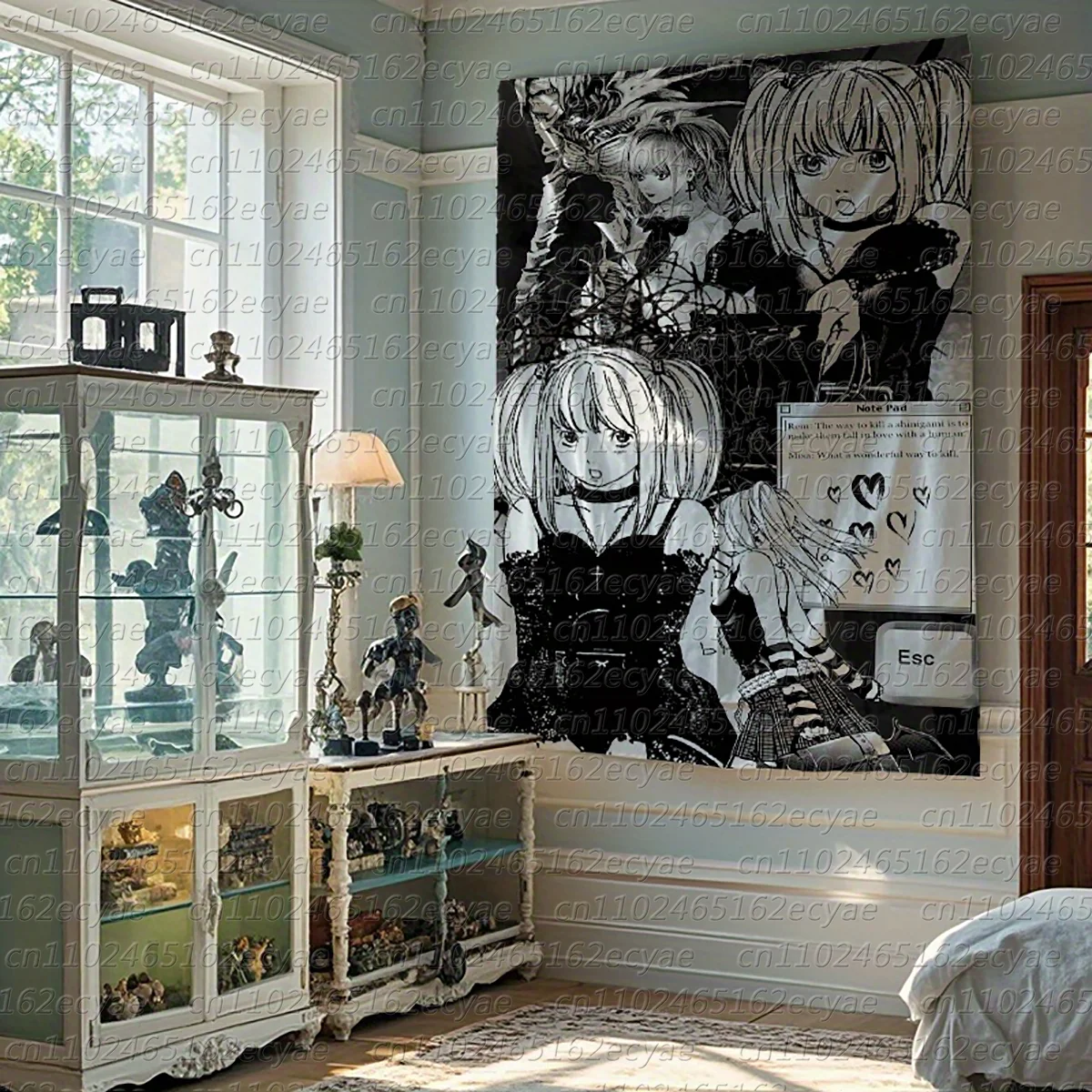 Death Note MisaMisa Pattern Tapestry Decorative Wall Hanging used as Photo Background Props for Home Decoration Living Room