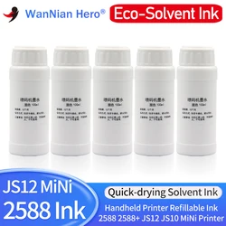 100ML Refillable Ink compatible 2588 JS10 JS12 for 12.7mm 25.4mm MiNi Printer Quick-drying Solvent Ink Portable Handheld Printer