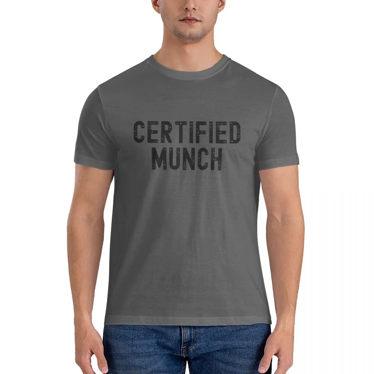 Cool Men T Shirt Certified Munch Vintage Tees Short Sleeve Round Collar T-Shirts Pure Cotton Original Clothes