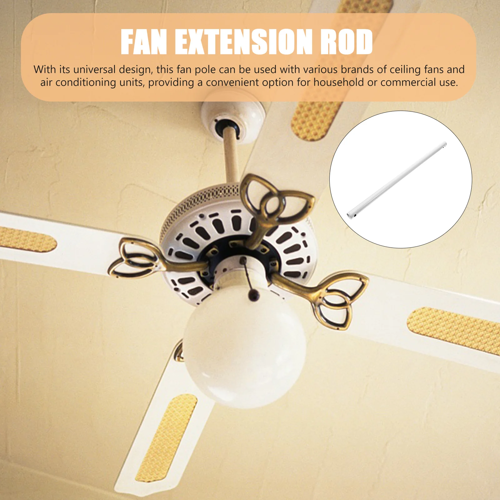 

50Cm Ceiling Fan Downrod Extension Sturdy Iron Fan Rod for Secure Installation Compatible with Various Brands Easy DIY Setup
