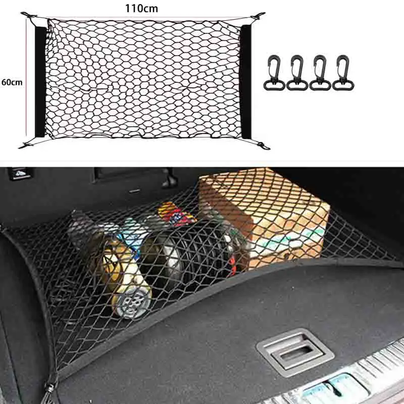 For Hongqi HS5 2019 2020 2021 2022~2024 Car Trunk Network Mesh Luggage Fixed Hook Elastic Storage Cargo Net Organize Accessories