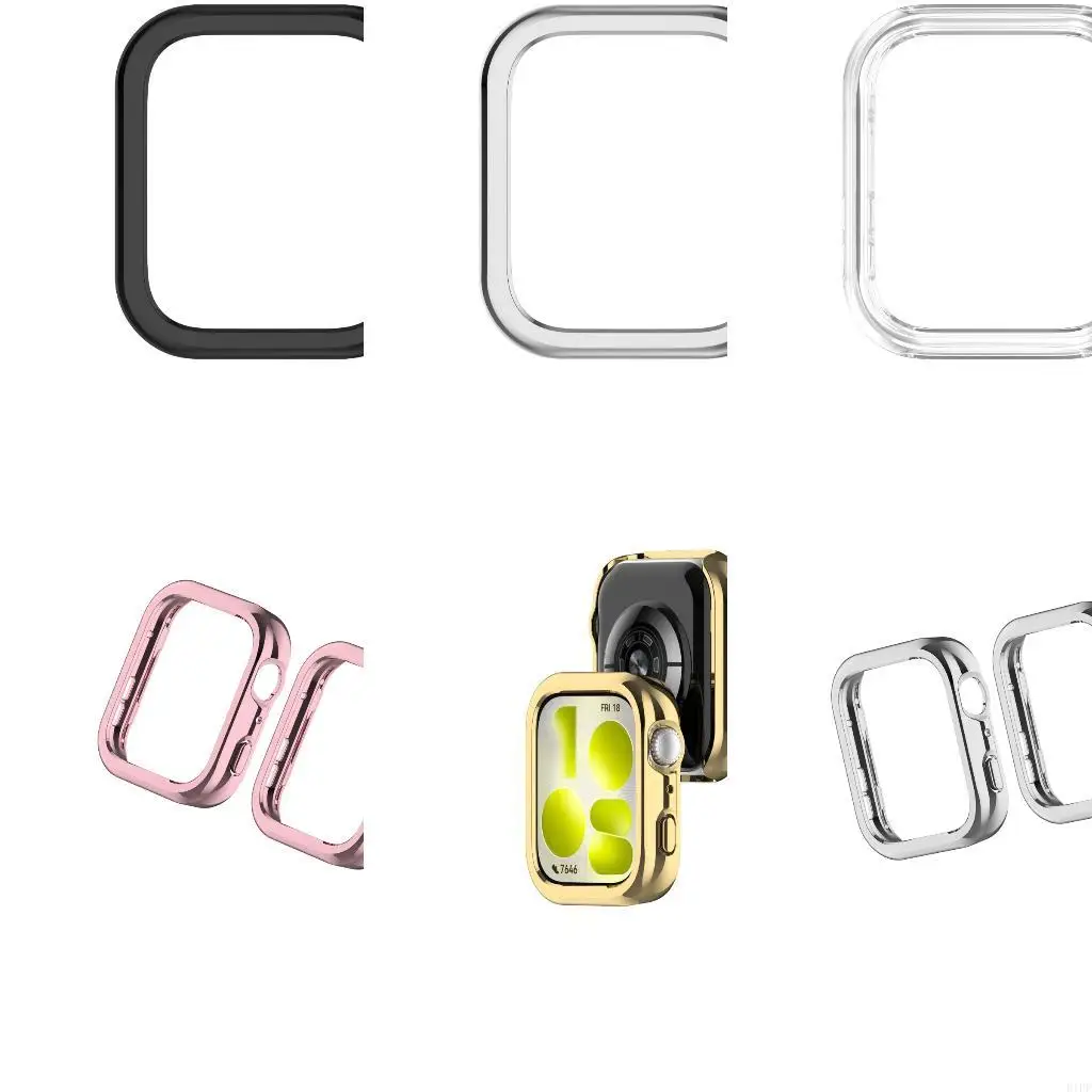 E1PF Smartwatch Cover Shockproof Housing Watch Case for Watch Fit 5 Hollow Frame Bumper Case Shell Half Coverage